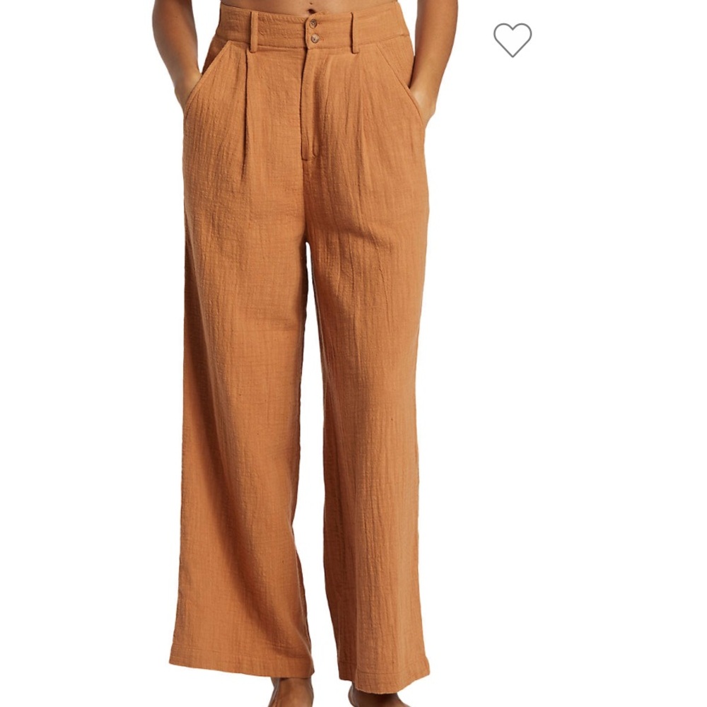 Billabong Wide Leg Trousers in tan/brown Linen